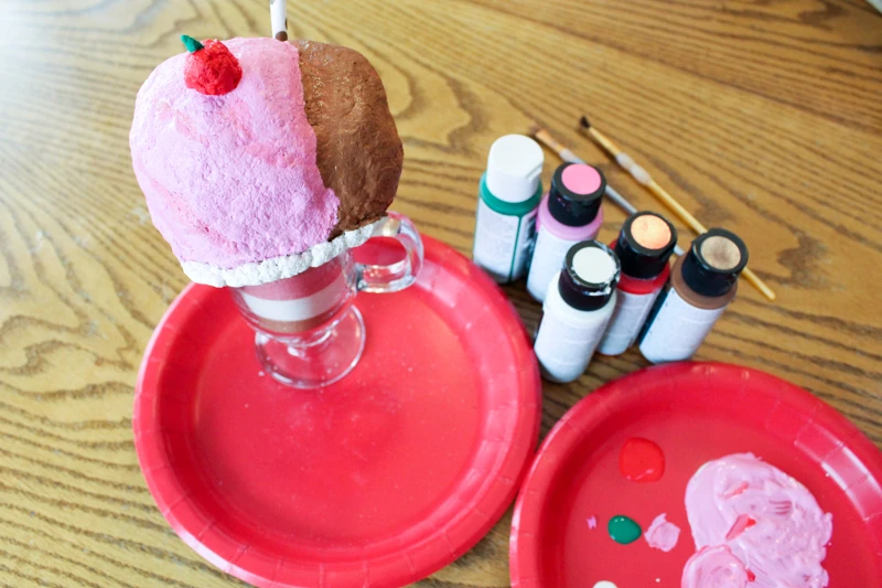 For the final step, paint the ice cream made of CelluClay however you like!  We used acrylic paints.